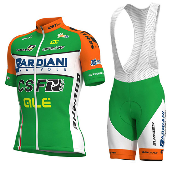 Bardiani Csf Kurzarmtrikot 2018 und Kurze Tragerhose Grun Und wei